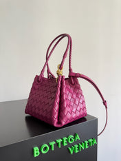 BOTTEGA VENETA 25S SMALL PARACHUTE 21 IN RASPBERRY PINK CALFSKIN GOLD HARDWARE
