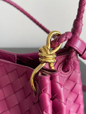 BOTTEGA VENETA 25S SMALL PARACHUTE 29 IN RASPBERRY PINK CALFSKIN GOLD HARDWARE