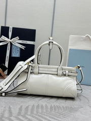 PRADA 25S BONNIE MINI HANDBAG 23 IN WHITE CALFSKIN GOLD HARDWRE