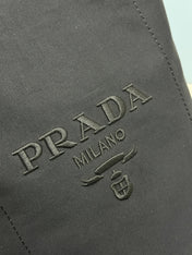 PRADA 25S DRAWSTRING BACKPACK 55 IN BLACK CANVAS LINEN SILVER HARDWRE