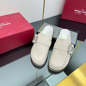 SLIDY VIV' MULES IN OFF WHITE CALFSKIN