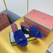 LP BLOCK HEEL SANDALS 25S IN NAVY BLUE SUEDE