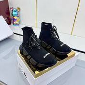 BALENCIAGA 25S SPEED 2.0 LACE-UP SNEAKERS IN BLACK KNITTED STYLE 1