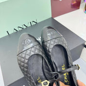 CC MARY JANE FLAT 25S IN BLACK LAMBSKIN EMBOSSED LOGO