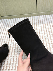 CHANEL 25S PEARL BOOTS IN BLACK SUEDE AND PATENT CALFSKIN