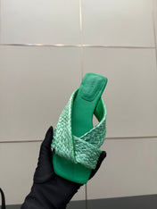 BOTTEGA VENETA 26S SANDALS IN MINT GREEN CALFSKIN AND RAFFIA