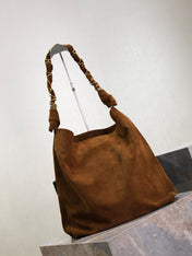 YSL 25S AMALIA 50 IN DARK CARAMEL SUEDE GOLD HARDWARE