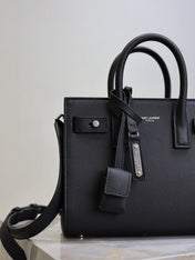 YSL 25S SAC DE JOUR 22 IN BLACK GRAINED CALFSKIN SILVER HARDWARE