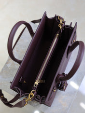 YSL 25S SAC DE JOUR MM 26 IN ROUGE CABERNET SUPPLE GRAINED CALFSKIN