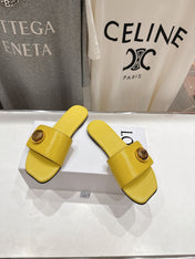 LOEWE 26S PEBBLE SLIDE IN YELLOW CALFSKIN GOLD HARDWARE