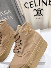 CELINE 26S BOOTS IN LIGHT CAMEL BEIGE CANVAS