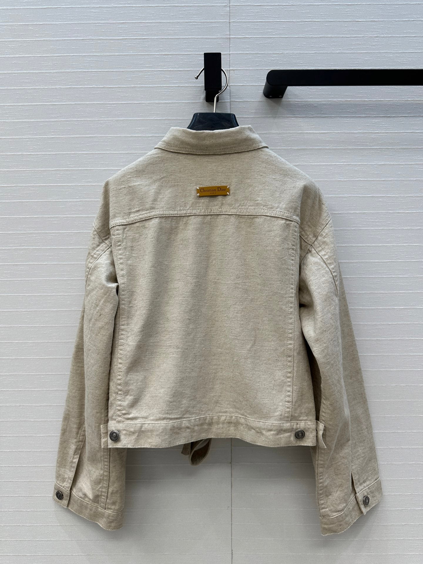 DIOR LIGHT BEIGE SHORT TRENCH COAT WITH NATURAL WAIST TIE