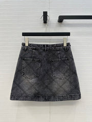 CHANEL DENIM SKIRT WITH DIAMOND PATTERN 276112