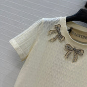 VALENTINO T-SHIRT WITH BOW COLLAR AND RHINESTONES 276158