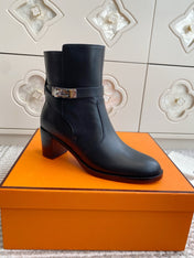 HM 25S FRENCHIE 50 ANKLE BOOT 50 MM IN BLACK LAMBSKIN WITH SILVER HARDWARE
