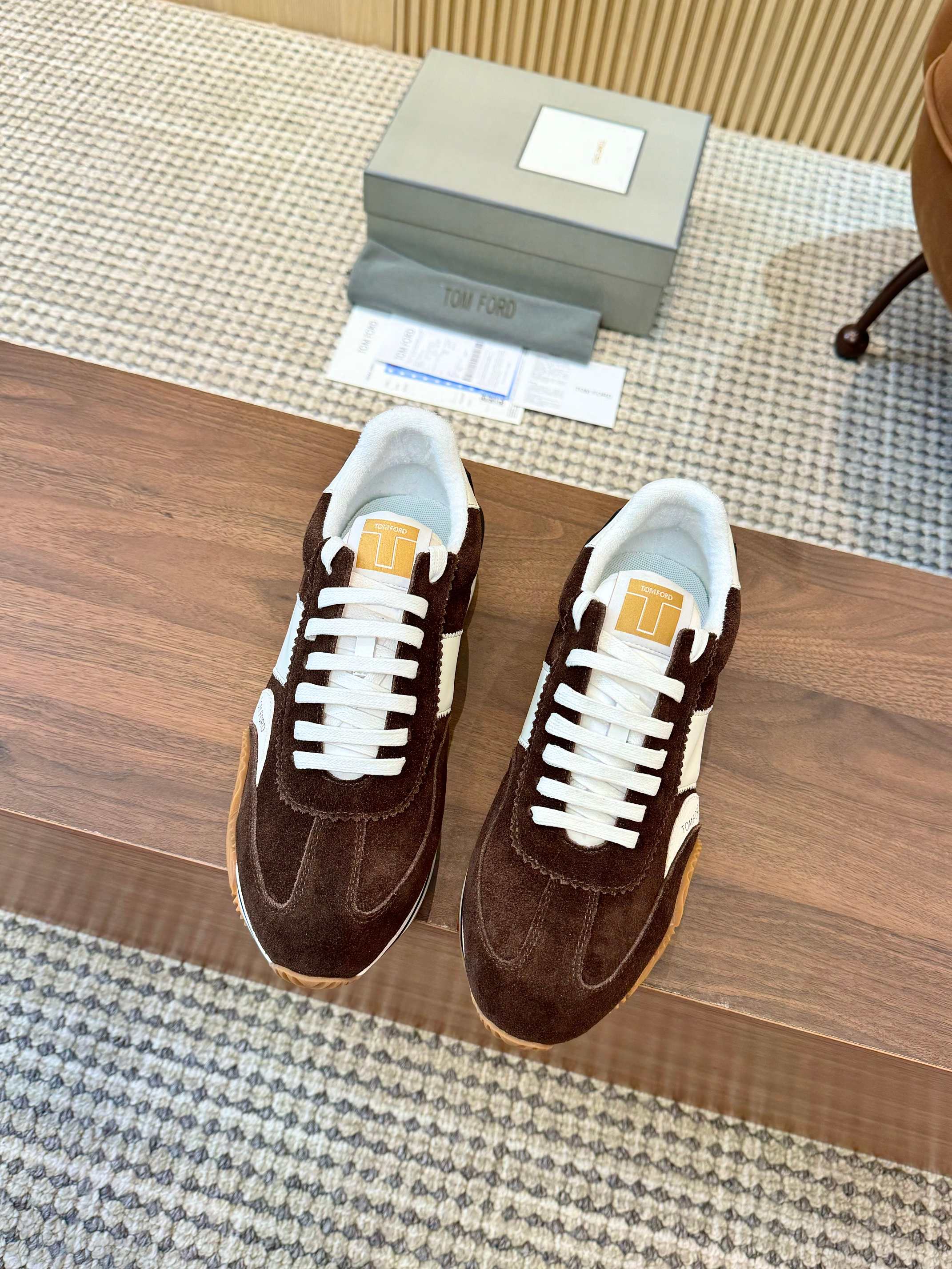 TOM FORD SNEAKERS IN CHOCOLATE BROWN SUEDE 432166