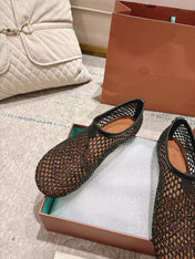 FLAT SHOES IN BLACK MESH FABRIC
