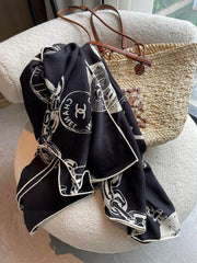 CHANEL 25S SCARF 140 IN CASHMERE SILK 733891