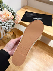 SL YVES EMBOSSED LOGO SLIP ON CREAMY WHITE CALFSKIN
