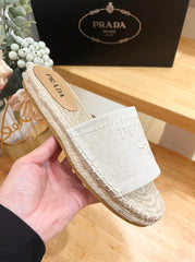 Pra Slide 20 Beige Velvet Sole Raffia