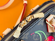 LV 25S NANO ALMA 18 IN DARK BROWN CANVAS MONOGRAM CHERRY PRINT GOLD HARDWARE