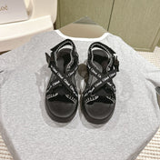 CHLOÉ 26S SANDALS IN BLACK LAMBSKIN AND CANVAS