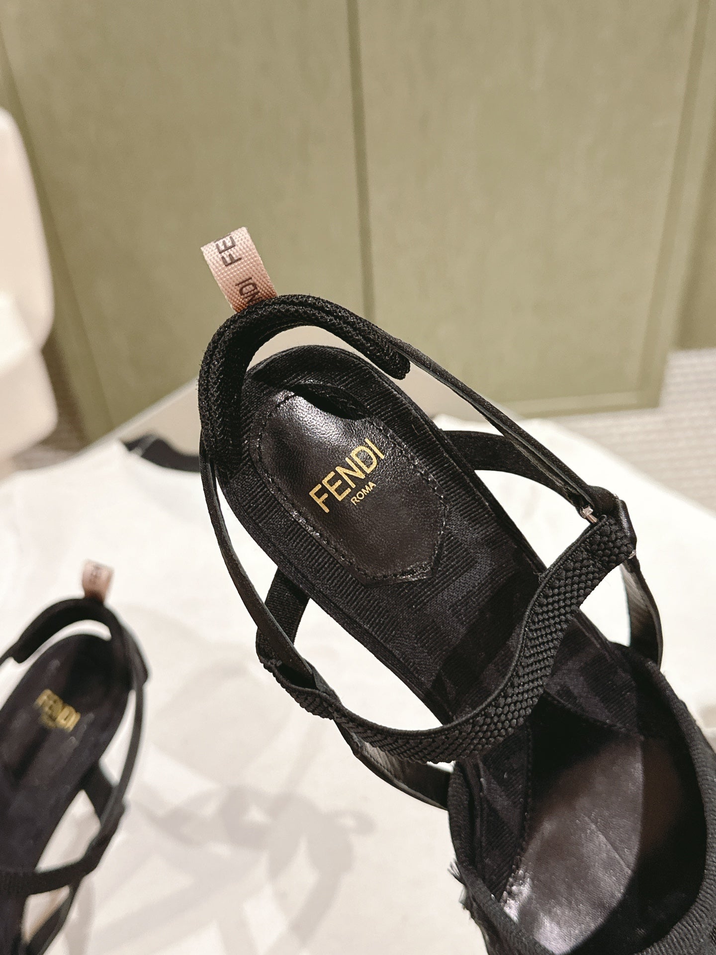 FENDI COLIBRÌ HIGH-HEELED SLINGBACKS 75MM IN BLACK FABRIC