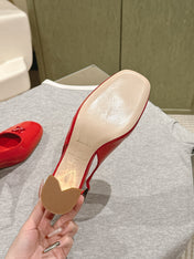 SWING SLINGBACK PUMP 55 MM IN CRIMSON RED CALFSKIN
