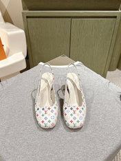 SWING SLINGBACK PUMP 55 MM IN WHITE MONOGRAM CALFSKIN