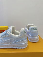 LV TRAINER MAXI SNEAKER IN WHITE MIX LIGHT BLUE EMBOSSED CALFSKIN