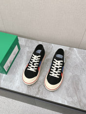 ELIOT SNEAKER IN BLACK MIX BLUE AND RED CANVAS AND CALFSKIN