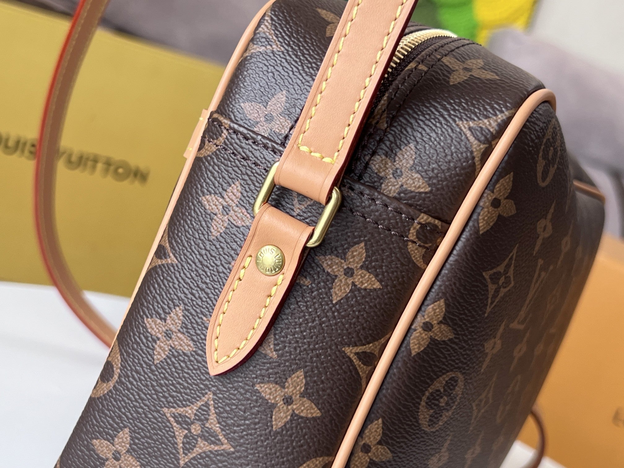 LV 25S TROCADERO MESSENGER BAG 29 IN BROWN MONOGRAM COATED CANVAS