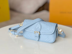 LV 25S MINI NANO DIANE 19 IN BEAU BLUE MONOGRAM EMPREINTE LEATHER GOLD HARDWARE