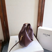 CELINE 25S TEEN LULU BAG 24MM IN SYRAH RED CALFSKIN GOLD HARDWARE