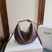 CELINE 25S TEEN LULU BAG 24MM IN SYRAH RED CALFSKIN GOLD HARDWARE