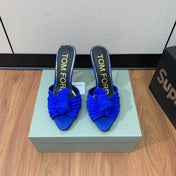 HIGH HEEL MULE 10 CM IN COBALT BLUE SUEDE