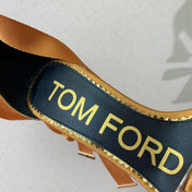 ANKLE SANDAL 10 CM IN CIDER ORANGE SILK AND SHEEPSKIN