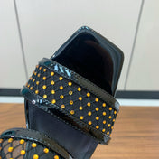 BALMAIN 26S HEEL SANDALS 95 MM IN BLACK MESH FABRIC WITH CRYSTAL EMBELLISHMENT STYLE 1