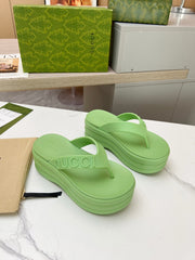 THONG PLATFORM 5 CM IN PISCHIATO GREEN IMPORTED TPU