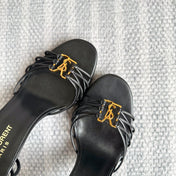 BABYLONE SANDALS 90 IN ALL BLACK LAMBSKIN