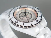 J12 33mm Quartz White Ceramic Diamond Numerals Pink Mop Dial