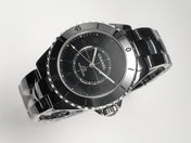 J12 Automatic Black Ceramic Black Numerals Black Dial White Steel Hands