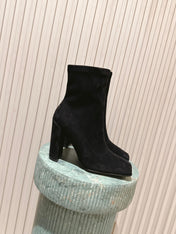 ALAIA 26S HEELED BOOTS 90 MM IN BLACK SUEDE