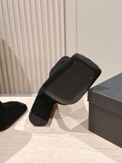 ALAIA 26S HEELED BOOTS 90 MM IN BLACK SUEDE