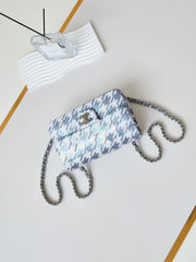 CHANEL 25S FLAP BAG 20 IN WHITE MIX BLUE SEQUINS