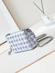 CHANEL 25S FLAP BAG 20 IN WHITE MIX BLUE SEQUINS