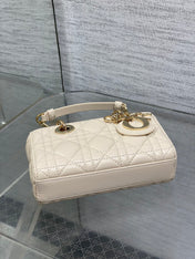 DIOR 25S MICRO LADY D-JOY 16 IN BEIGE LAMBSKIN GOLD HARDWRE