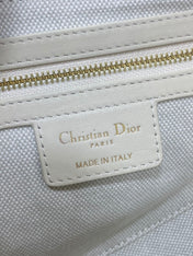 DIOR 25S SOFT SADDLE BAG 25 IN BLUE DIOR OBLIQUE CHAMBRAY AND IVORY SMOOTH CALFSKIN