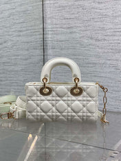 DIOR 25S MICRO LADY D-JOY 19 IN IVORY CALFSKIN GOLD HARDWARE