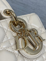 DIOR 25S MICRO LADY D-JOY 19 IN BEIGE CALFSKIN GOLD HARDWRE